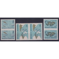 ARGENTINA 1964 GJ 1272/4P SERIE COMPLETA, PAREJAS DE ESTAMPILLAS VARIEDAD SIN DENTAR NUEVAS MINT ISLAS MALVINAS ANTARTIDA U$ 135